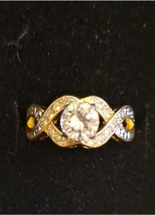 Vintage 18KT HGE Engagement Wedding Ring CZ Cubic Zirconia Size 7