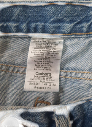 Carhartt B146 DST Relaxed Fit Jeans Mens 44x28 Blue Denim Work Pants