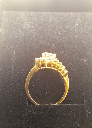 Vintage Engagement Wedding Ring Gold Tone CZ Cubic Zirconia Swirl Size 5.5