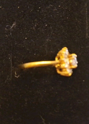 Vintage Engagement Wedding Ring Gold Tone CZ Cubic Zirconia Swirl Size 5.5