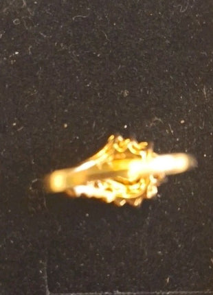 Vintage Engagement Wedding Ring Gold Tone CZ Cubic Zirconia Swirl Size 5.5