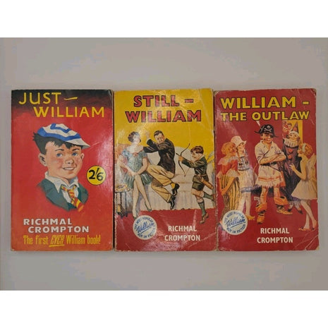 Lot of 3 Richmal Crompton William Books - Just William Still William The Outlaw