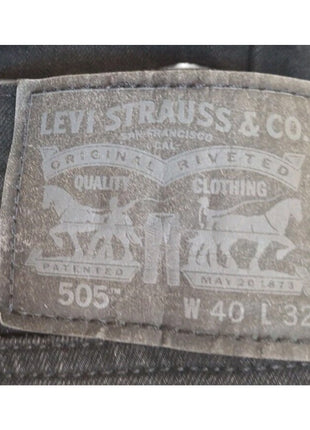 Levis 505 Mens Straight Fit Black Jeans W40 L32 Cotton Blend Denim