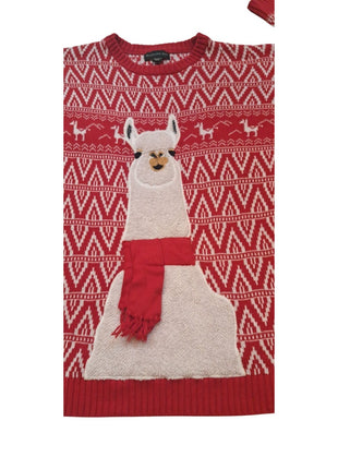 Blizzard Bay Red XXL Ugly Christmas Sweater Llama With Scarf
