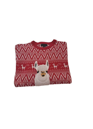Blizzard Bay Red XXL Ugly Christmas Sweater Llama With Scarf
