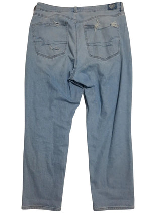 American Eagle Mom Stretch Jeans Size 18 Light Wash Blue Distressed