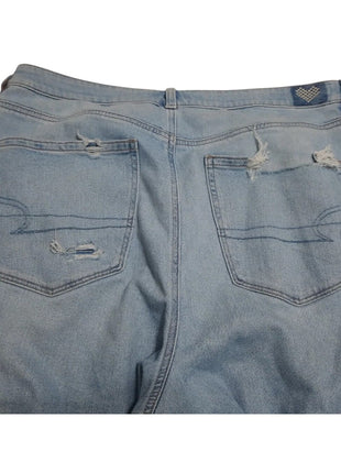 American Eagle Mom Stretch Jeans Size 18 Light Wash Blue Distressed