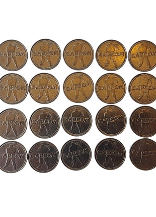 Vintage 1995 Capcom Arcade Tokens Lot Of 20 Metal Coins 23.86mm Diameter Gaming Collectibles