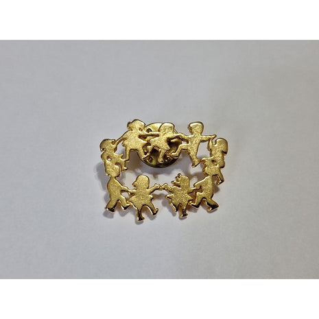 Vintage CTPM Signed Gold-Tone Kids Ring Around The Rosie Lapel Pin