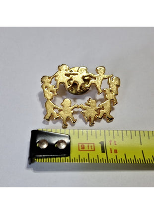 Vintage CTPM Signed Gold-Tone Kids Ring Around The Rosie Lapel Pin