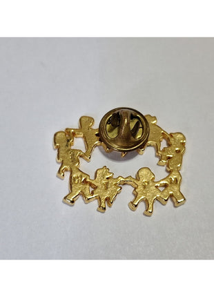 Vintage CTPM Signed Gold-Tone Kids Ring Around The Rosie Lapel Pin
