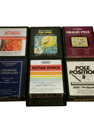 Lot 6 Atari Games LOST ARK PAC-MAN GRAND PRIX CHOPPER DEMON ATTACK POLE POSITION