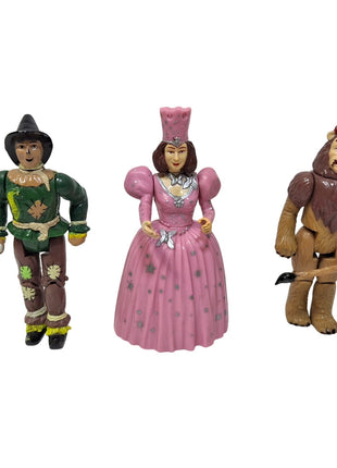Wizard Of Oz Collectible Figurines Set Of 3 - Scarecrow Glinda & Cowardly Lion - Vintage Plastic Figures