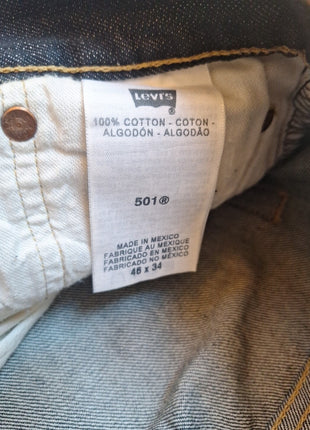 Levis 501 Mens Dark Wash Denim Jeans 46x34