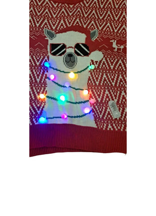 Llama with Sunglasses and LED Lights Red XXL Ugly Christmas Sweater