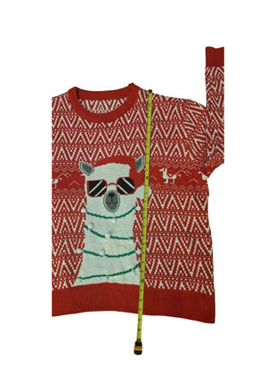 Llama with Sunglasses and LED Lights Red XXL Ugly Christmas Sweater