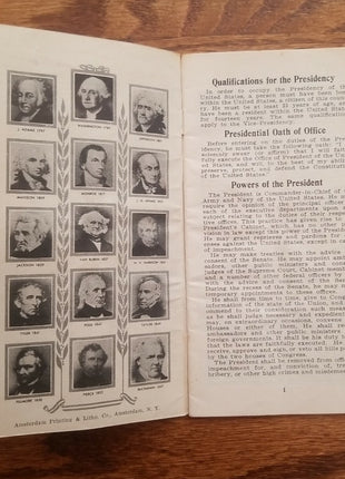 Vintage 1936 The Book of Presidents Booklet - Amsterdam Printing NY Collectible