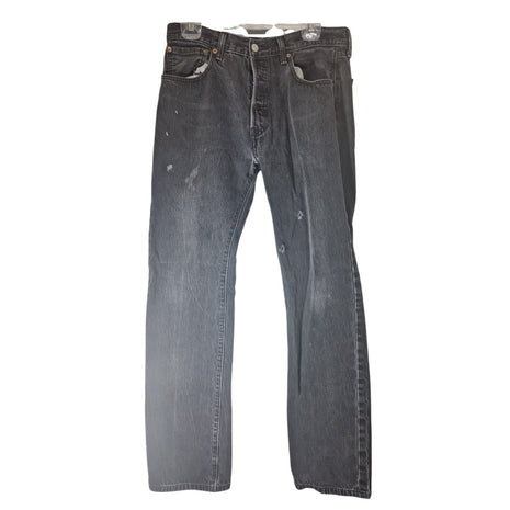 Levi’s 501 Original Fit Men’s Straight Jeans Size 34x34 Black Denim Distressed Button-Fly