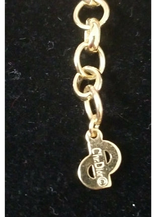 Vintage Christian Dior Crystal & Pearl Flower Gold Tone Necklace - Germany