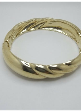 Signed Monet Gold Tone Bangle Bracelet With Clasp