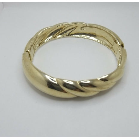 Signed Monet Gold Tone Bangle Bracelet With Clasp