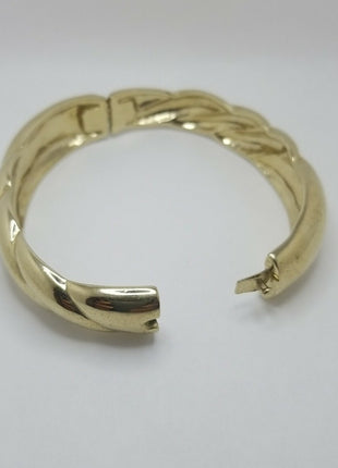 Signed Monet Gold Tone Bangle Bracelet With Clasp