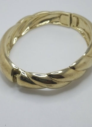 Signed Monet Gold Tone Bangle Bracelet With Clasp