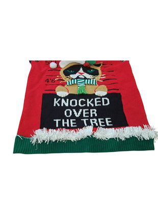No Boundaries Cat Knocked Over The Tree Ugly Christmas Holiday Sweater Small 4-6