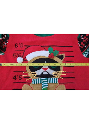 No Boundaries Cat Knocked Over The Tree Ugly Christmas Holiday Sweater Small 4-6