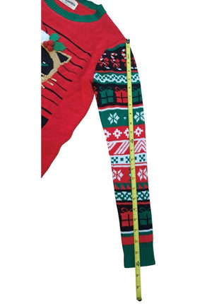 No Boundaries Cat Knocked Over The Tree Ugly Christmas Holiday Sweater Small 4-6