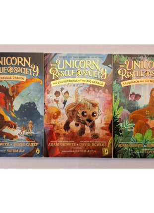 Lot of 3 - The Unicorn Rescue Society Series - Dragon - Chupacabras - Sasquatch