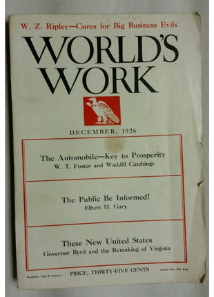 World's Work Magazine Dec 1926 The Key To Prosperity Thre Automobile
