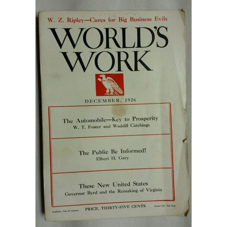 World's Work Magazine Dec 1926 The Key To Prosperity Thre Automobile
