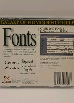 Galaxy of Home Office 2600 Fonts, 1995, Copy And Paste To Any Folder, Windows