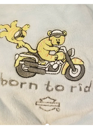 Harley-Davidson Motorcycles Born to Ride Baby Plush Teddy Bear Powder Blue