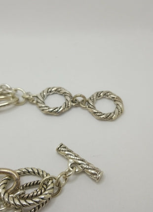 Premier Designs Silver Tone Rope Multi Strand Chain White Pear like Beads