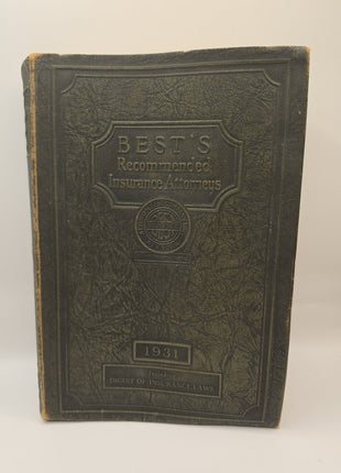 Vintage Best's Recommended Insurance Attorneys 1931 + Digest of Insurance Laws