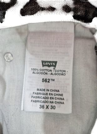 RARE LEVIS 562 LOOSE TAPER MEN'S BUTTON FLY BLACK DENIM JEANS 36x30