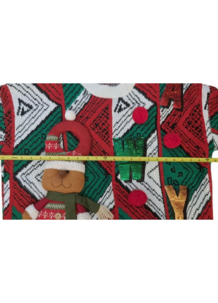 Ugly Christmas Sweater XXL Reindeer Pom-Poms Holiday