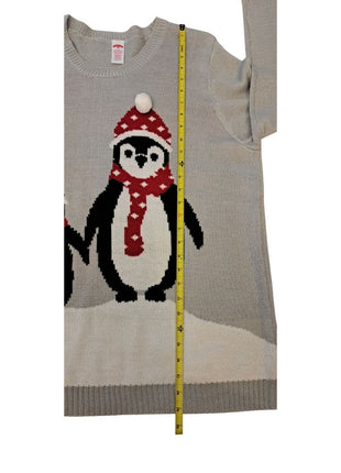 Holiday Time Women’s 2X 18W/20W Gray Penguin Ugly Christmas Sweater