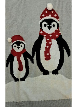 Holiday Time Women’s 2X 18W/20W Gray Penguin Ugly Christmas Sweater