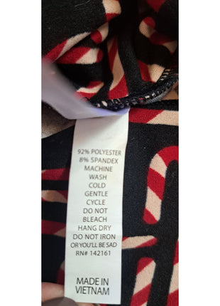 Womens Lularoe Size TC Tall Curvy Leggings Christmas Santa Candy Canes Black Red White