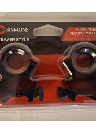 Simmons 1" See-Thru Mount-Matte Rings Fits Up To 50MM OBJ Lens - SM49063PDQ