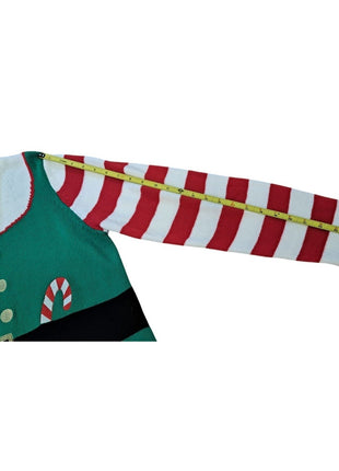 Holiday Time Women’s XL (16-18) Green Red Elf Candy Cane Ugly Christmas Sweater