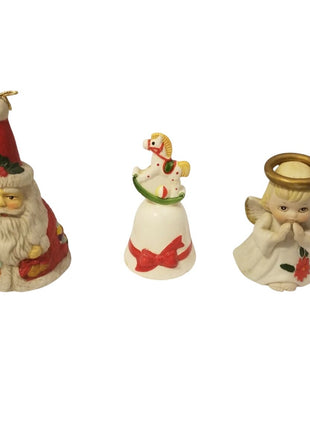 Lot of 3 Christmas bells - Santa - Angel Rocking - Horse
