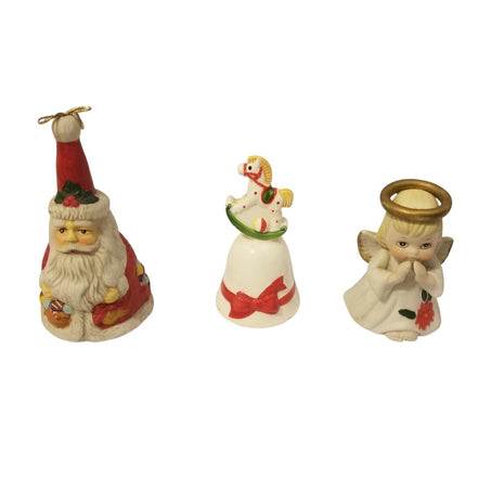 Lot of 3 Christmas bells - Santa - Angel Rocking - Horse