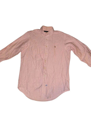 Ralph Lauren Mens Pink Striped Button-Down Long Sleeve Shirt M Classic Fit Cotton Casual