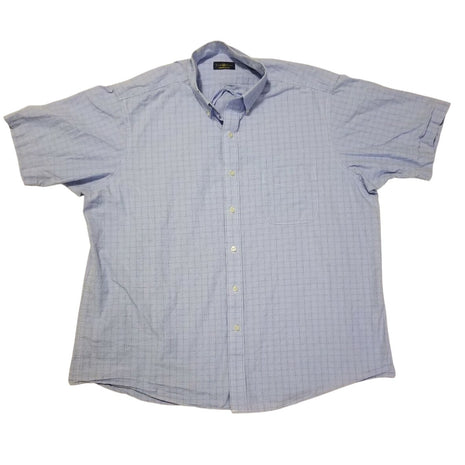 Club Room Men Regular-Fit Plaid Blue Cotton Short-Sleeve Button Shirt Size Xl