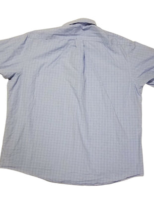 Club Room Men Regular-Fit Plaid Blue Cotton Short-Sleeve Button Shirt Size Xl