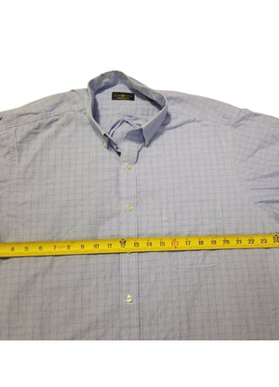 Club Room Men Regular-Fit Plaid Blue Cotton Short-Sleeve Button Shirt Size Xl